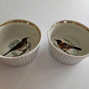 Lourioux La Faune Porcelain Ribbed Baking Ramkin Souffle Cups Lot of Two